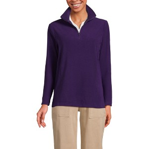 Lands' End Women's Plus Size Thermacheck 100 Fleece Quarter Zip Pullover Top - 1 of 3