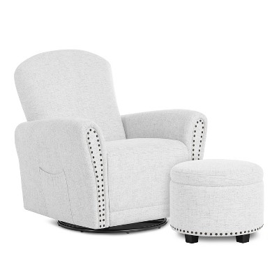 Evolur Vienna Swivel Glider with Ottoman