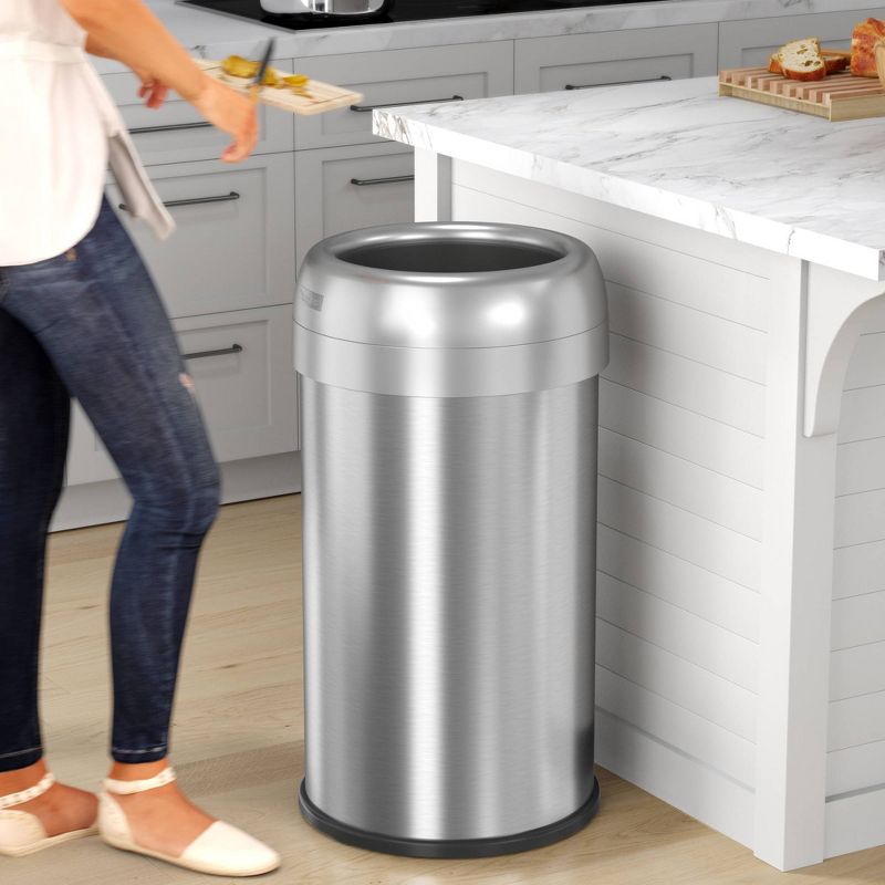 halo quality 13gal Round Top Stainless Steel Trash Can and Recycle Bin with Dual Deodorizer, 4 of 6