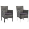vidaXL 3 Piece Patio Dining Set with Cushions Poly Rattan Gray - 3 of 4
