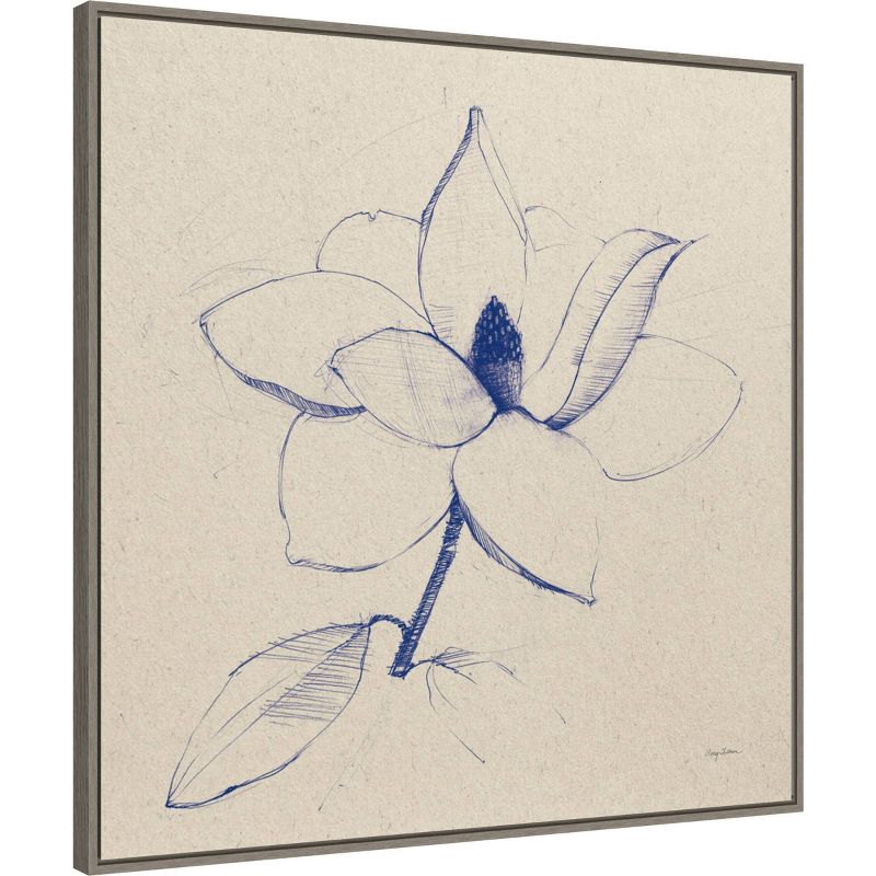 30&#34; x 30&#34; Modern Vintage Floral II Indigo by Avery Tillmon Framed Canvas Wall Art Print - Amanti Art, 3 of 9