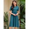 INSPIRE CHIC Women's Belted Summer Short Sleeve 2026 Split Neck A-Line Midi Dresses - 3 of 4