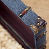 Set of 3 Traditional Wood Trunks Blue - Olivia & May: Upholstered, Linen, Leather, Brass Finishes, No Assembly Required - 3 of 4