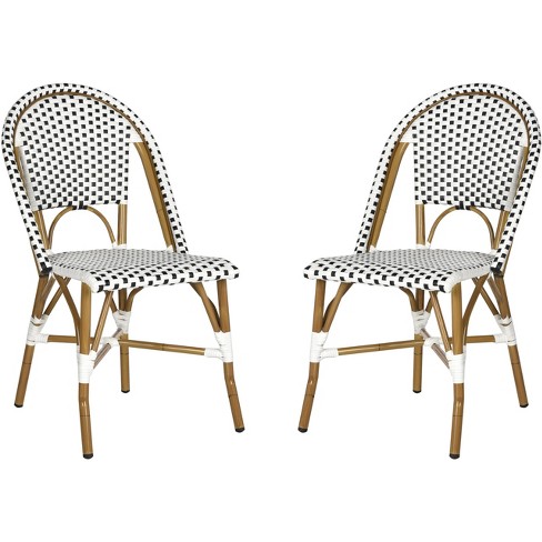 Salcha Indoor Outdoor French Bistro Side Chair Set of 2 Black White Light Brown Safavieh