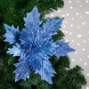 Northlight 24" Glittered Blue Poinsettia Christmas Stem Spray - 2 of 4