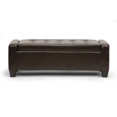 Manchester Dark Brown Bonded Leather Storage Ottoman
