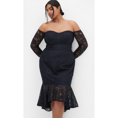 Women's Plus Size Athena Lace Dress - navy | CITY CHIC