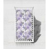 Bacati - Floral Printed Purple Gray 100 percent Cotton Universal Baby US Standard Crib or Toddler Bed Fitted Sheet - 3 of 4
