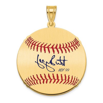 Black Bow Jewelry 14K Gold Plated George Brett Signature MD Enamel Baseball Pendant