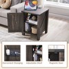 OKD Nightstand with Charging Station, Farmhouse End Table w/Barn Door - 3 of 4