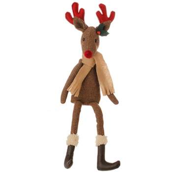 Raz Imports 20.5" Country Cabin Decorative Brown Reindeer with Red Antlers and Nose Stuffed Animal Figure