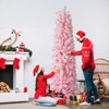 NAYSAYE 7.5FT Artificial Xmas Christmas Tree Snow Flocked Slim Pencil Tree 641 Branch Tips for Home Living Room Office, Pink, 25"*25"*90" - 2 of 4