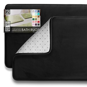 Hearth & Harbor Bathroom Rugs, Ultra Soft Velvet Memory Foam Bath Mats with PVC Backing - 1 of 4