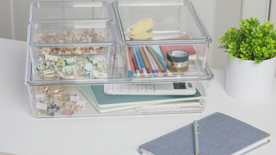 Clear Stackable Plastic Storage Bins with Lids, 4-Piece Set