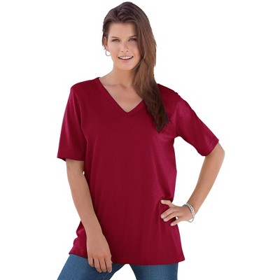 Roaman's Women's Plus Size Ultimate V Neck Tee
