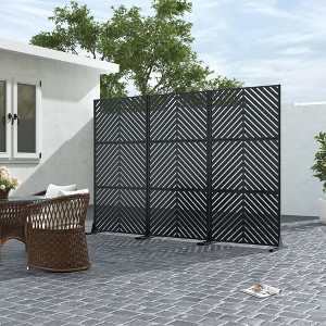 Parallel Lines 01 Black Galvanized Steel Screen 183x90x40cm - 1 of 4