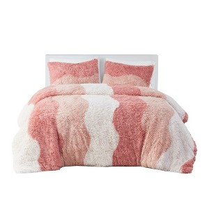 Gracie Mills Serenity Ombre Shaggy Faux Fur Duvet Cover Set - 1 of 4