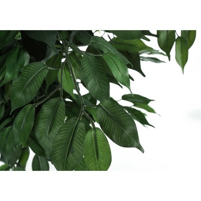 58" Tall Green Artificial Ficus Tree in Black Pot