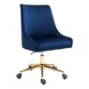 Meridian Furniture Karina Swivel Adjustable Navy Velvet and Gold Office Chair - 4 of 4