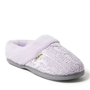 Dearfoams Womens Claire Cable Knit Chenille Clog House Shoe Slipper - 1 of 4