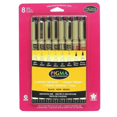 Pigma 8ct Micron Drawing Pens Black Tones - Sakura