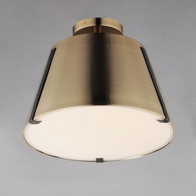 Heritage Brass and Dark Bronze LED Drum Semi-Flush Mount
