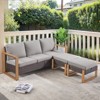 Buenhomino 3 Pieces Patio Sofa with Ottomans, All-Weather PE Rattan Wicker Sofa Small Patio Conversation Couch with Cushion,Blue Cushion&Brown Wicker - 2 of 4