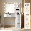 AMERLIFE Makeup Vanity Desk with Mirror & LED Lights, Drawers, Tempered Glass Top, Charging Station, Modern Bedroom Dressing Table - 4 of 4