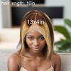 Unique Bargains Women's Straight Long Hair Wig 13x4in 180 Real Human Hair 10in Yellow Brown 1 Pc - 4 of 4
