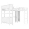 Metal Loft Bed with Wardrobe And L-shaped Desk Queen Size Loft Bed with Storage Cubes and Shelves Heavy Duty Loft Bed for Kids Teens Adults White - 4 of 4