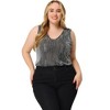 Agnes Orinda Women's Plus Size Sequin Glitter Gradient V Neck Tank Tops - 3 of 4