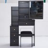PAGED 29.2" Small Vanity Desk with Mirror and Lights Makeup Table with 2 Socket, Brightness Adjust LED Mirror, Cushioned Stool for Bedroom - 4 of 4