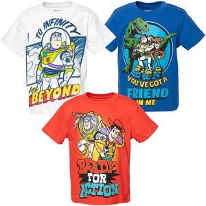 Disney Pixar Toy Story Rex Buzz Lightyear Woody 3 Pack T-Shirts Little Kid to Big Kid - 1 of 4