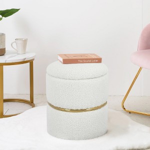 Comfortable Round Upholstered Storage Ottoman - 1 of 4