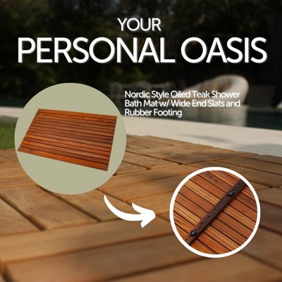 Nordic Style Oiled Teak Wood Shower Mat 31.4" x 19.6"