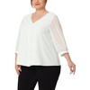 Agnes Orinda Women's Plus Size Spring Elegant Lace Sleeve Button Down Blouses - 2 of 4
