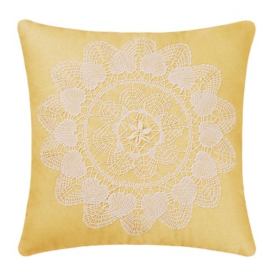 C&F Home Linen Yellow Traditional Linen Applique Lace