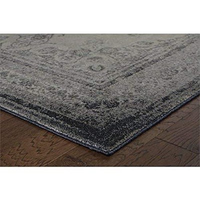 Ivory and Gray Rectangular Synthetic 5' x 7' Area Rug