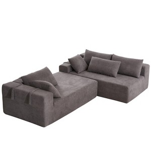 TiramisuBest 132" Modular L-Shaped Upholstered Sectional Sofa Set w/ 6 Pillows & Free Combination for Living Room & Bedroom,Green - 1 of 4