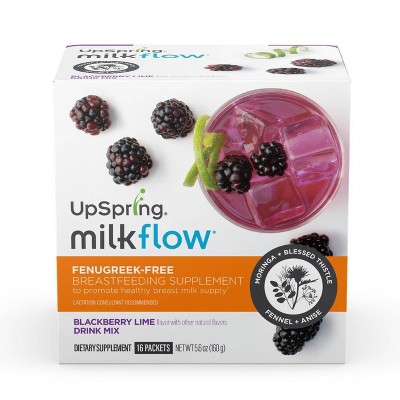 UpSpring Milkflow Fenugreek Free Blackberry Breastfeeding Supplement Drink Mix - 16ct/5.6oz