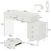 Resenkos Computer Desk, Office Desk, Study Desk,5-Drawer Computer Desk with Transparent Acrylic Base and Legs,White - 2 of 4