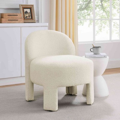 CAVINAS Loop Yarn Accent Chair with Mid-Height Curved Back,Modern Upholstered Living Room Chairs,Reading Chairs for Living Room