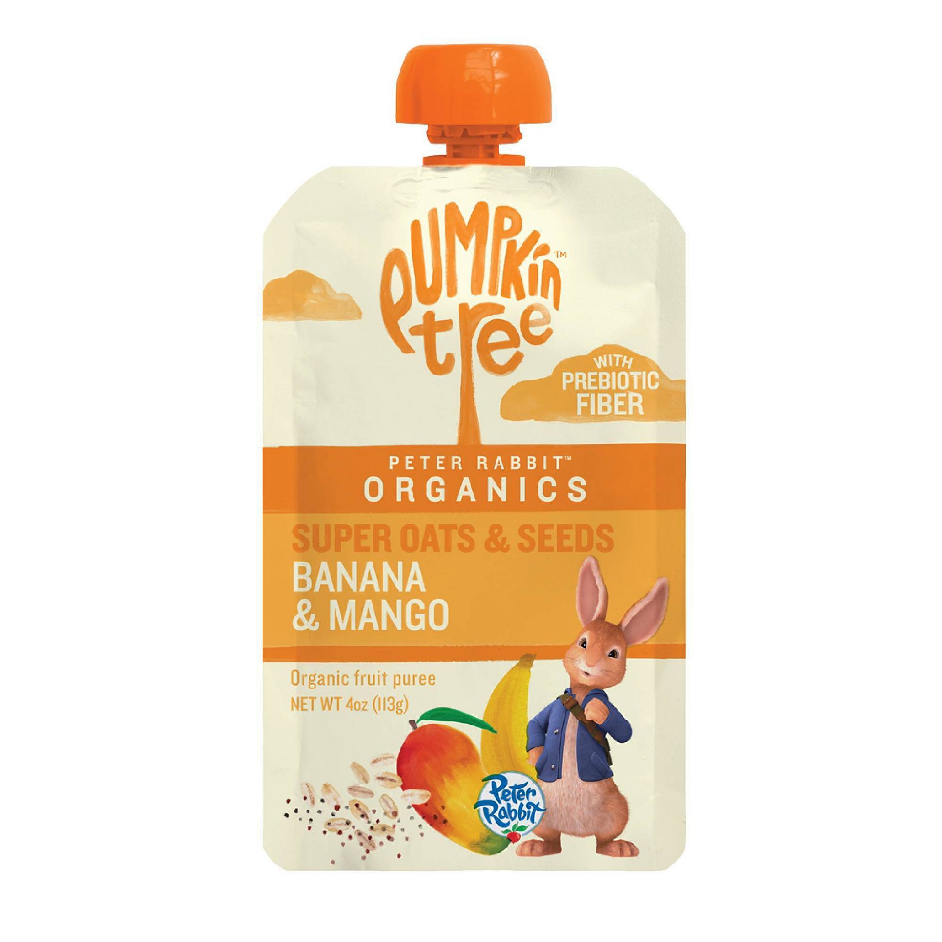 Peter Rabbit Organics Prebiotic Fiber Oats and Seeds Banana Mango Pureed Baby Food - 4oz