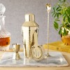 Twine Gold Hammered Barware Set, Stainless Steel Shaker, Jigger, Muddler, Bar Spoon, Hawthorne Strainer, Gold, Set of 4 - 3 of 4