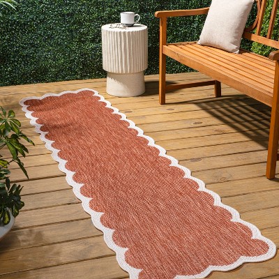JONATHAN Y Alice Classic Cottage Two-Tone Scalloped Indoor/Outdoor Area Rug