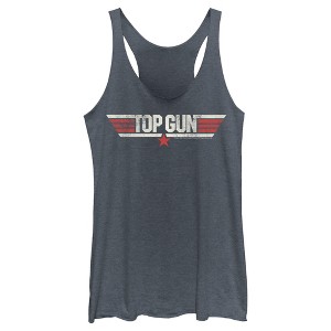Women's Top Gun Logo Distressed Racerback Tank Top - 1 of 4