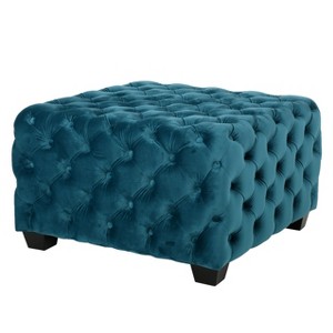 Piper Tufted Square Ottoman Bench Dark Teal - Christopher Knight Home, Dark Blue