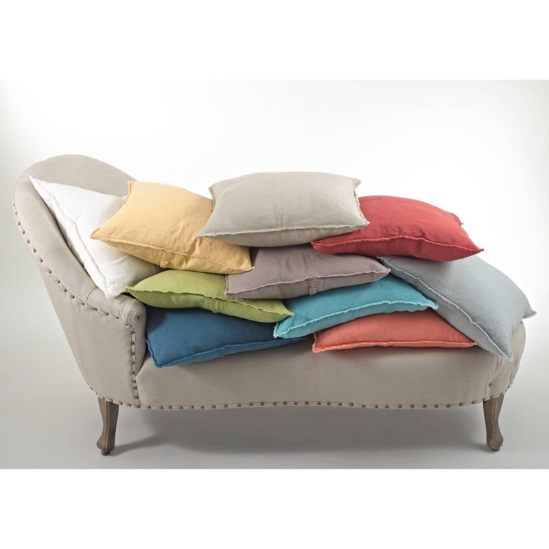 20"x20" Oversize Fringed Design Linen Square Throw Pillow - Saro Lifestyle, 3 of 8