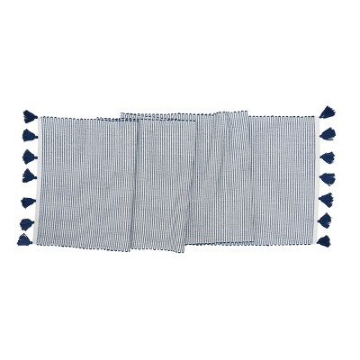 carol & frank 14" x 72" Brett Indigo Table Runner