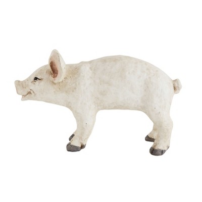 16.5" x 10" Decorative Resin Pig Figurine Cream - 3R Studios